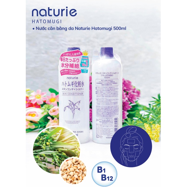 Nước hoa hồng ý dĩ Hatomugi Naturie Skin Conditiner 500ml