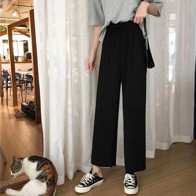 Korean style high-waisted female wide-leg pants