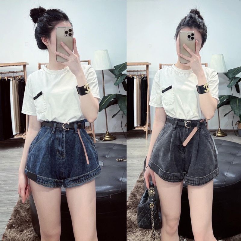 Quần sooc jean kèm đai hàng QCL1