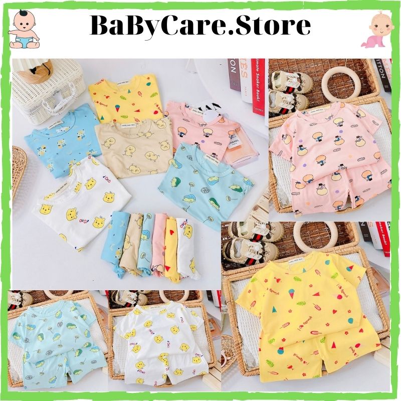 Sale! Bộ cộc tay thun lạnh hàng Minky mom chính hãng hình họa tiết toàn thân cho bé trai và bé gái (5-18kg)