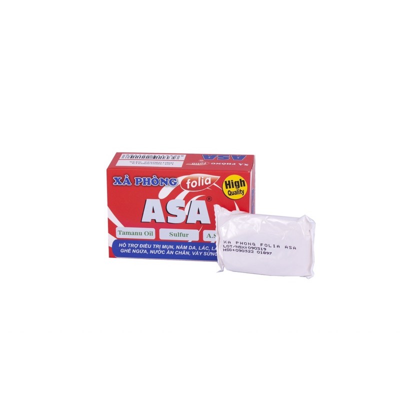 1 hộp gồm 4 xà bông cục ASA 100g hỗ trợ giảm mụn, nấm, lác và các bệnh ngoài da
