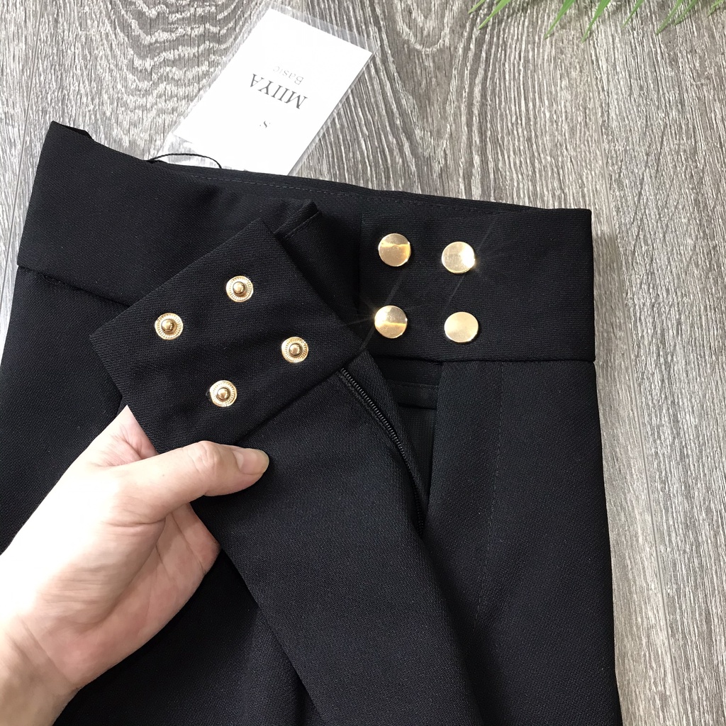 Quần baggy nữ lưng cao 4 cúc cạp cao công sở Homieyl cao cấp chất vải đẹp, quần tây nữ lưng cao màu đen đi học đi làm