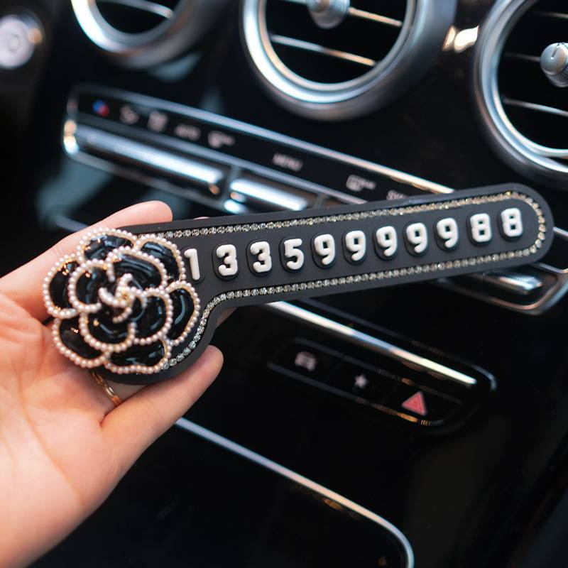 Bảng Số Điện Thoại Đặt Taplo Ô Tô Đính Đá Gắn Nơ Xinh Xắn