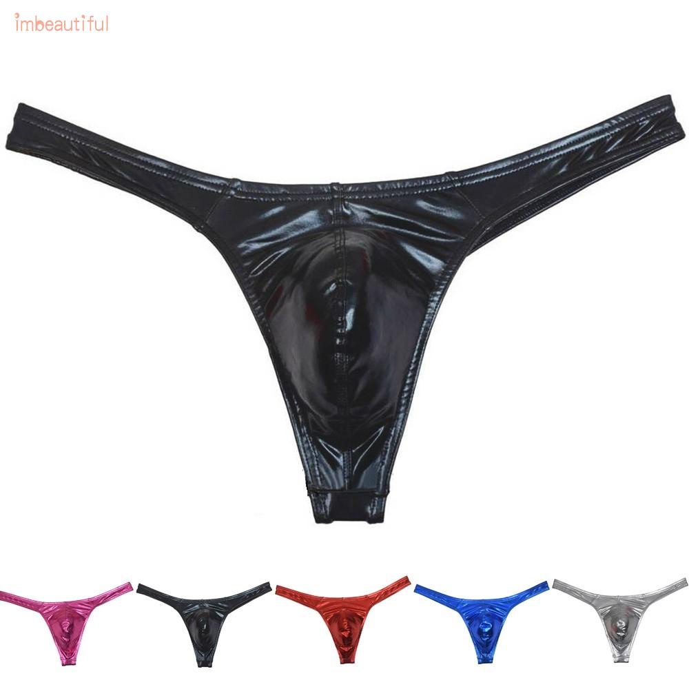 Quần Lót Giả Da Lưng Thấp Màu Trơn Co Giãn Tốt Size M-XL
