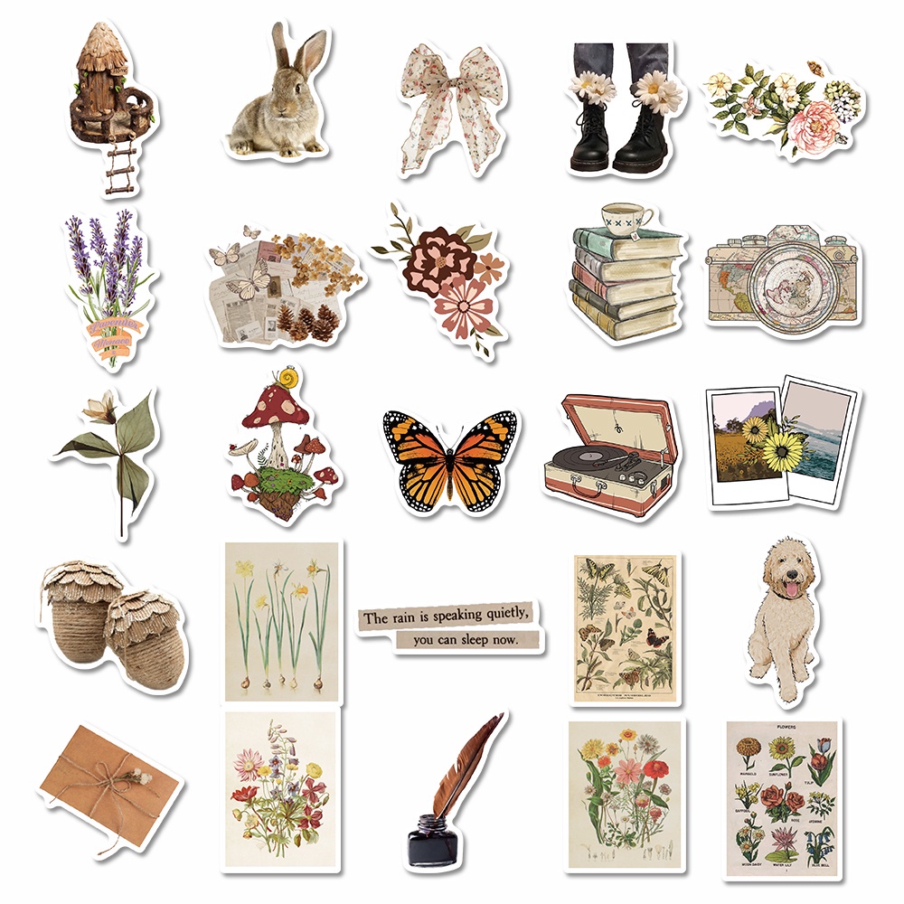 Set 50 miếng dán trang trí laptop chống thấm nước họa tiết dễ thương