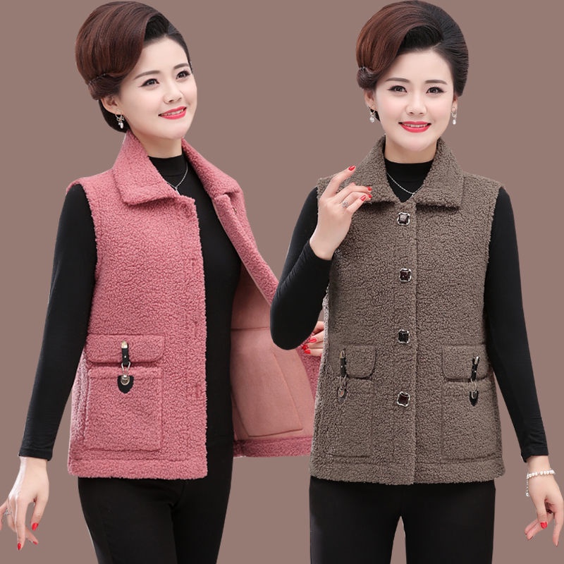 Phụ nữ trung niên áo vest cashmere ngắn 4050 tuổi bà mẹ và người già mặc