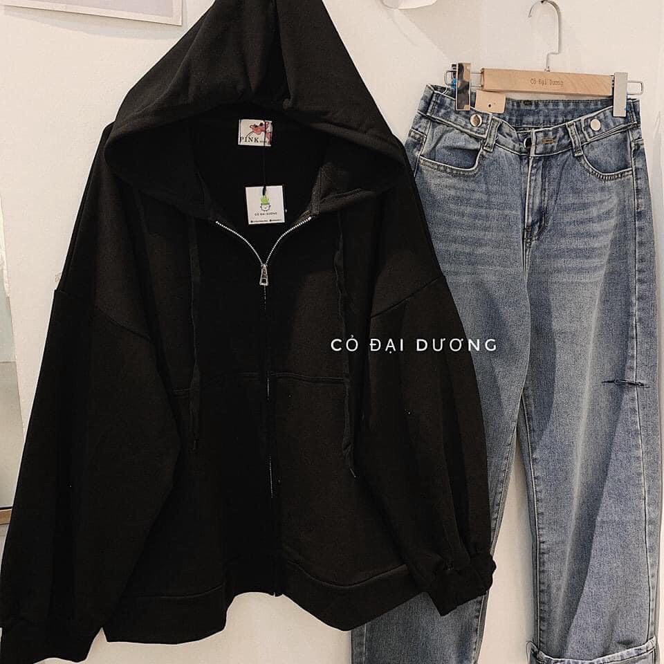 Áo khoác Hoodie nỉ mũ Unisex form rộng basic hai màu cặp đôi nam nữ Oversize phong cách Hàn Quốc thể thao thời trang