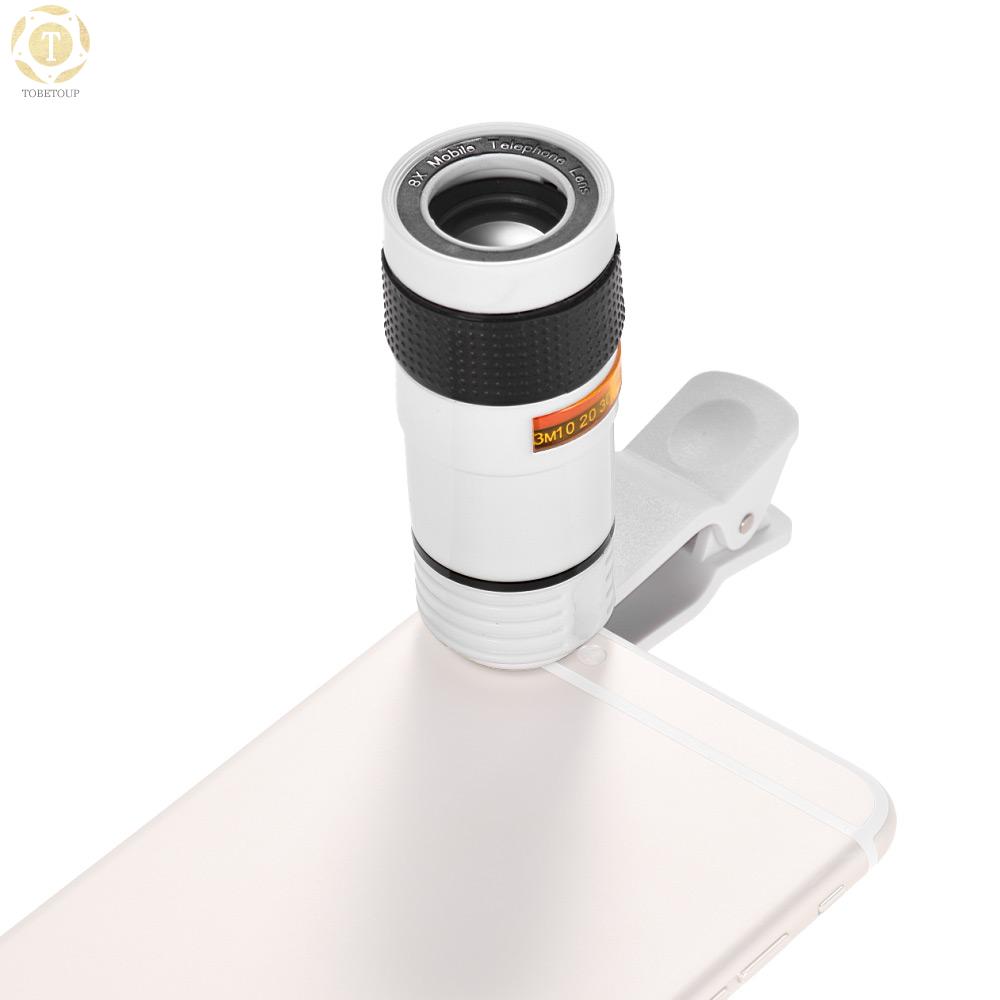 Shipped within 12 hours】 8X Zoom Optical Smartphone Telephoto Lens Portable Mobile Phone Telescope Lens with Clip Universal for iPhone Samsung HUAWEI Xiaomi HTC Most Phones Phone Lens [TO]