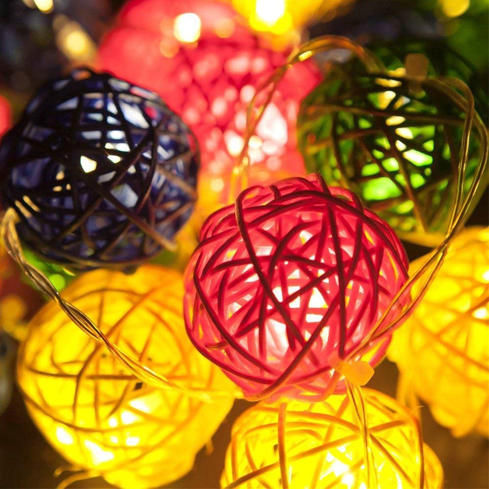 Dây đèn led 2m 20 bóng hình quả cầu mây trang trí giáng sinh chất lượng cao