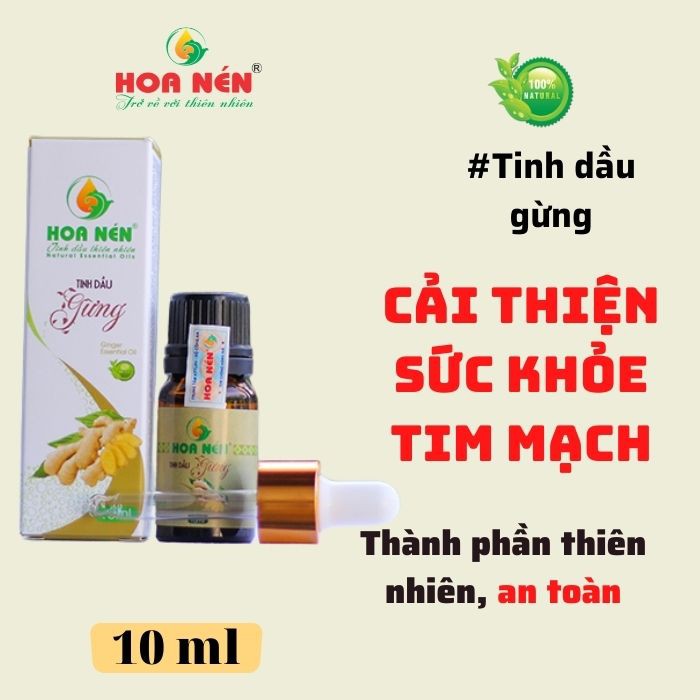 Tinh dầu gừng 10ml - Hoa Nén - Hương nồng ấm, khử mùi, ẩm mốc, đuổi muỗi, côn trùng