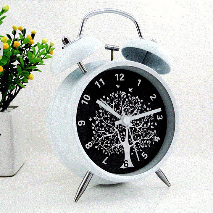 Đồng Hồ Để Bàn Báo Thức Quả Chuông Họa Tiết Cây Siêu Dễ Thương
