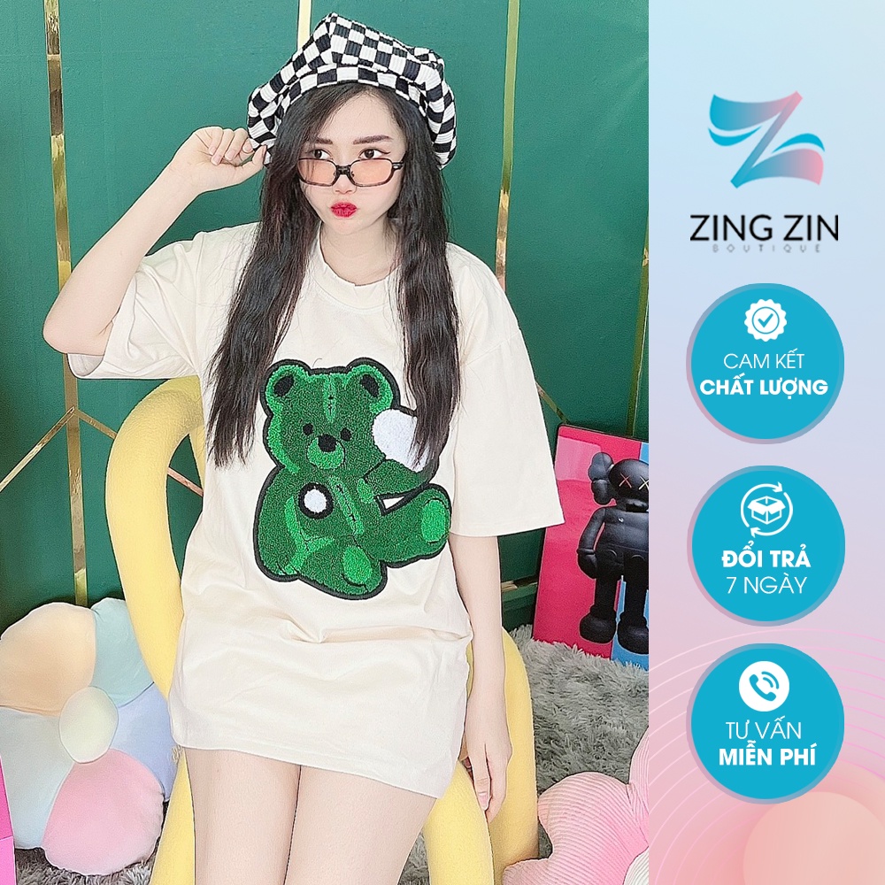 Áo Thun Hình Thêu Nổi Hình Gấu Xanh Quảng Châu Cao Cấp  - AT14 | BigBuy360 - bigbuy360.vn