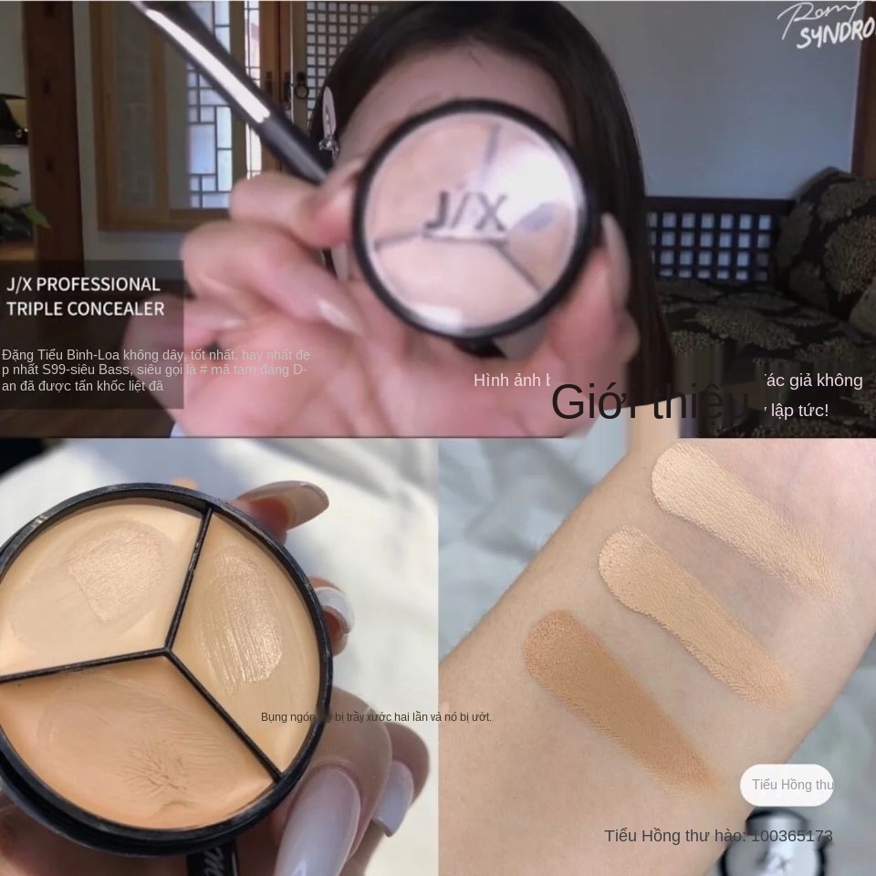 Pony jx Concealer Hàn Quốc khuyên dùng kem che khuyết điểm ba màu để che các nốt mụn và vết thâm.