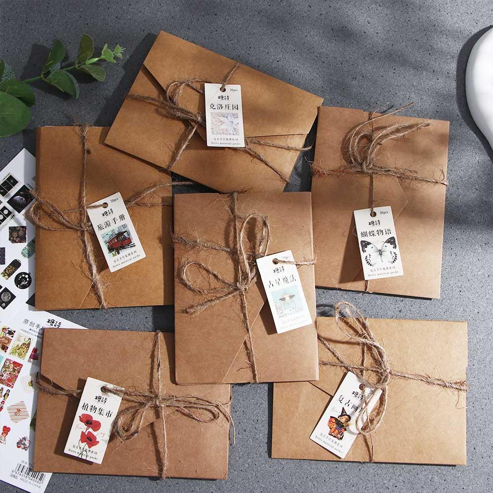 Set 30 Thẻ Giấy Dán Trang Trí Nhật Ký Phong Cách Vintage