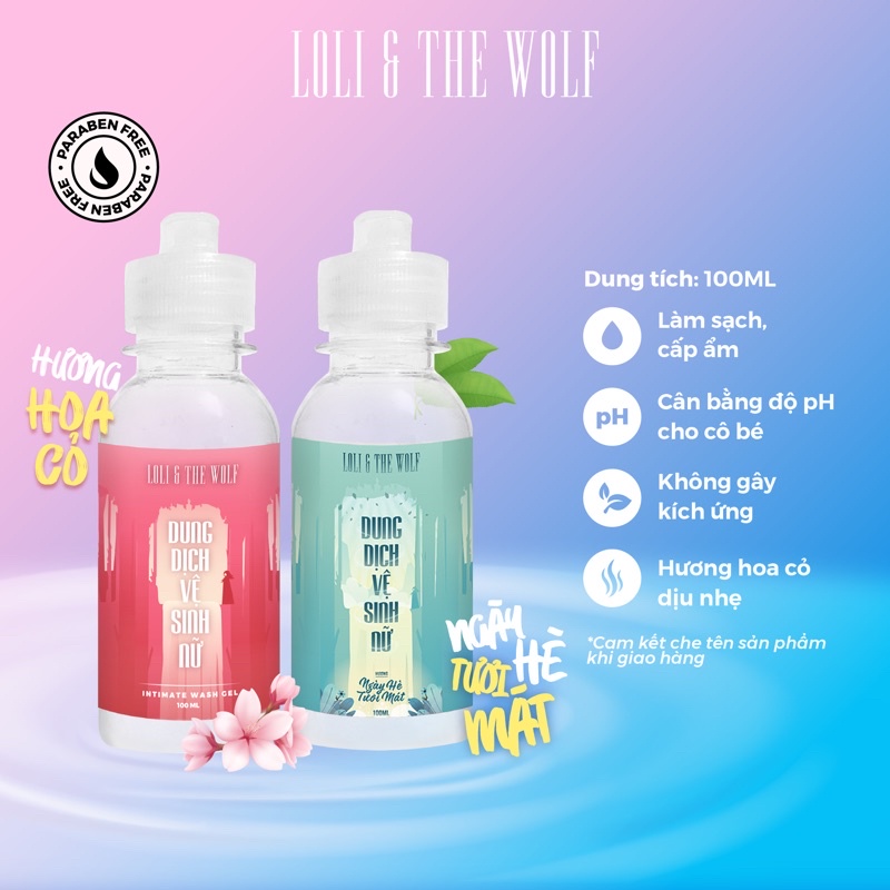 Dung dịch vệ sinh phụ nữ hương Hoa Cỏ và Trái Cây dịu nhẹ, lành tính chai 100ml - LOLI & THE WOLF