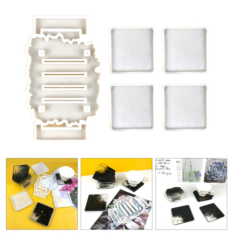 Sa Khuôn Làm Đế Lót Ly Hình Vuông Bằng Nhựa Epoxy Độc Đáo Trang Trí Nhà Cửa DIY