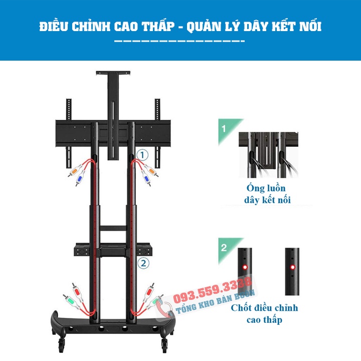 Giá Treo Tivi Di Động NB AVA1800 55 - 65 - 70 - 75 - 80 Inch - Kệ Giá Đỡ Tivi Có Bánh Xe Di Chuyển