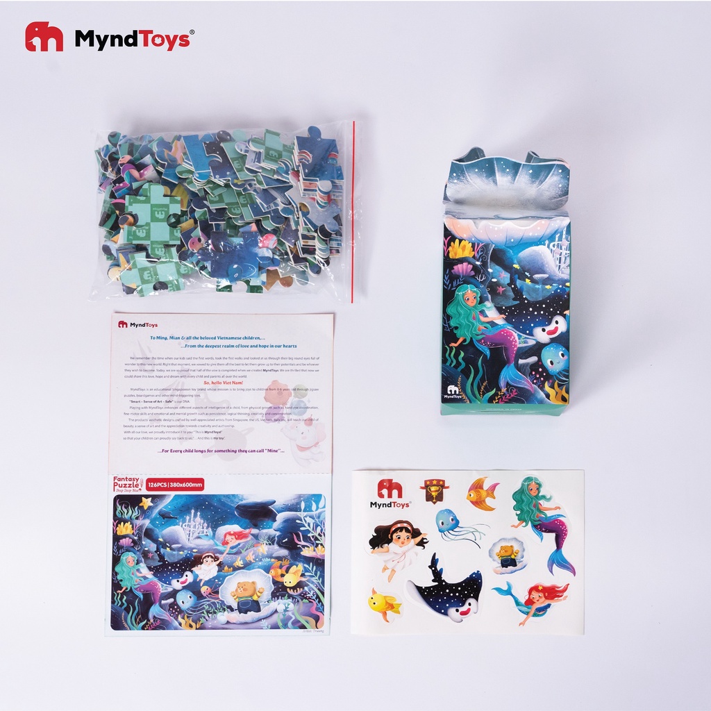 Xếp Hình MYNDTOYS  Freeship MY FIRST PUZZLE Chủ Đề Nàng Tiên Cá và Kì Lân Cho Bé Từ 3+