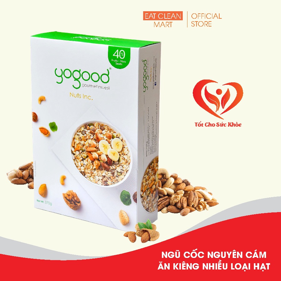 Ngũ cốc nguyên cám ăn kiêng nhiều loại hạt Muesli Yogood Nuts Inc - Hộp 370g