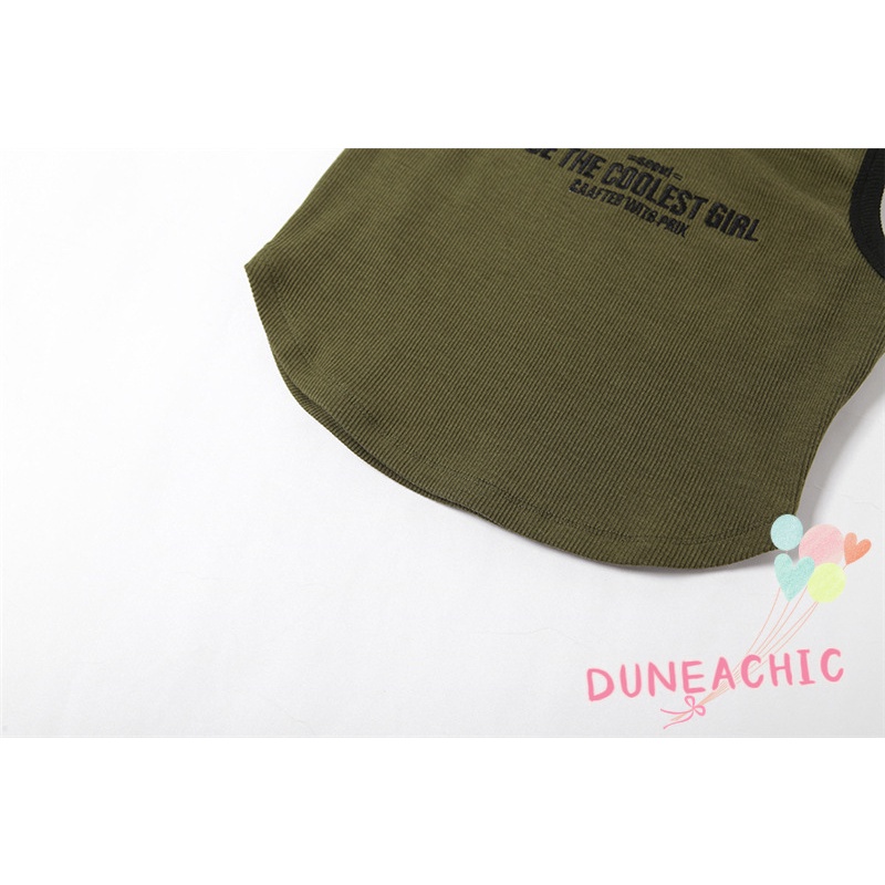 DUNEA Áo Lửng Không Tay Thêu Chữ Gợi Cảm Cho Nữ