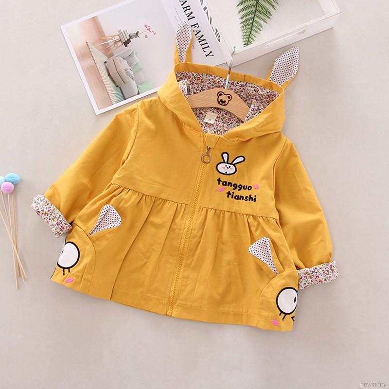 Áo khoác có nón tai thỏ dễ thương cho bé gái