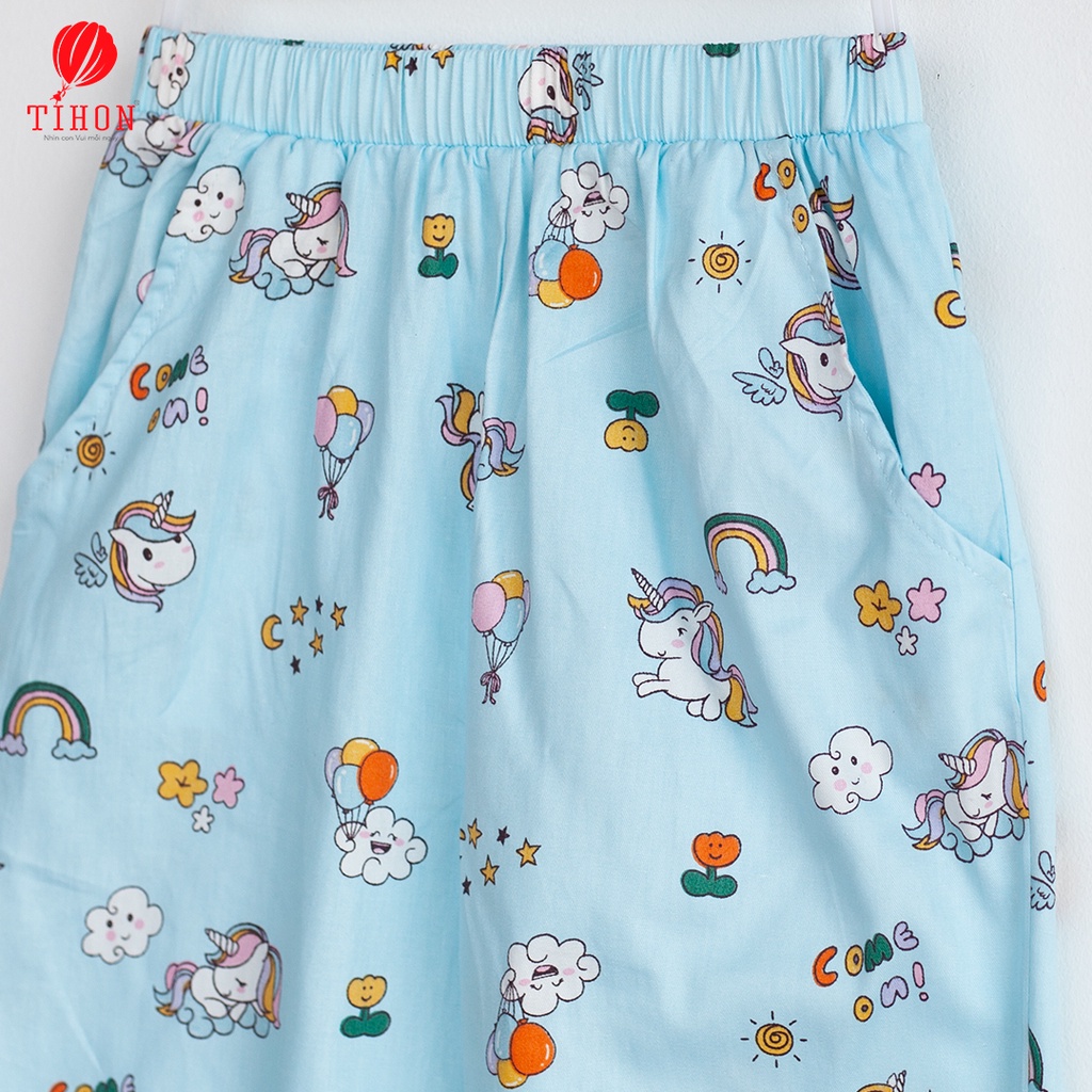 Bộ pijama cho bé gái TIHON dài tay trang trí hình dễ thương SET0750270