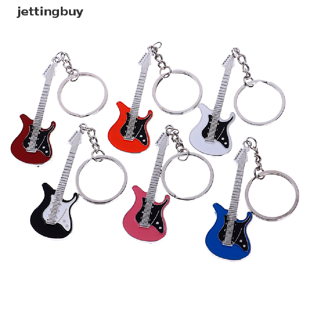 Móc khóa Jetting hình cây đàn guitar điện mini bằng kim loại sáng tạo