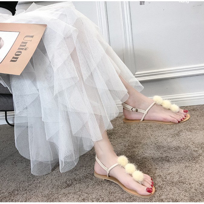 🌺Sandal Xỏ Ngón A204 Hàn Quốc / Sandal Bệt / Sandal Phối Quả bông Dễ Thương/ Sandal Mùa Hè 2019