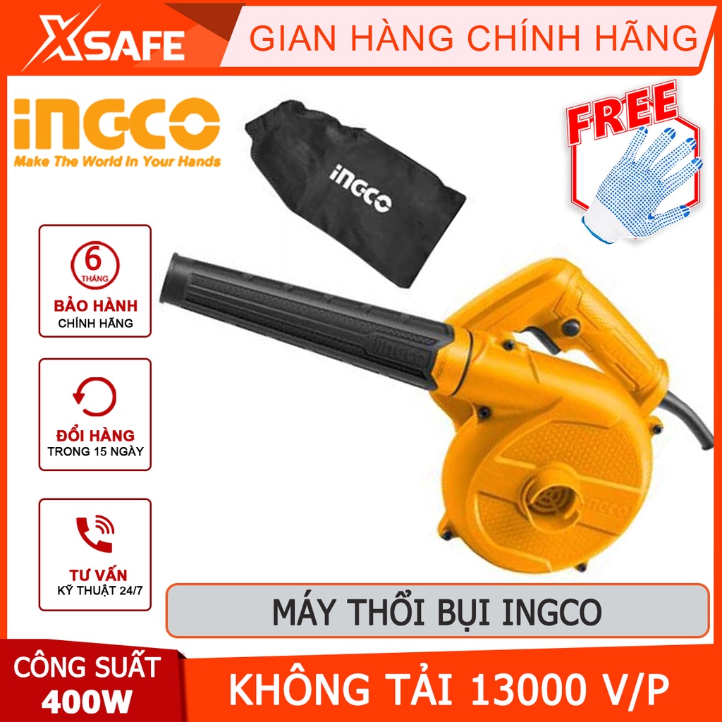 Máy thổi bụi INGCO AB4018 Máy thổi cầm tay 400W, tốc độ không tải 14000v/ph, kèm theo 1 túi gom bụi - [XSAFE]