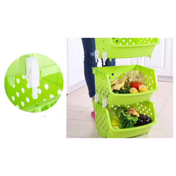 Kệ Rổ Nhựa 4 Tầng Đựng Đồ Đa Năng Cao Cấp - Ko Nắp Có Lỗ Thông Thoáng- Có Thể Tháo Rời (Giao Màu Ngẫu Nhiên)