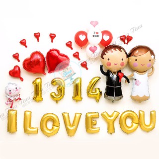 Set bóng cưới trang trí tân hôn, trăng mật, sinh nhật, vợ/chồng, Valentine ILY02