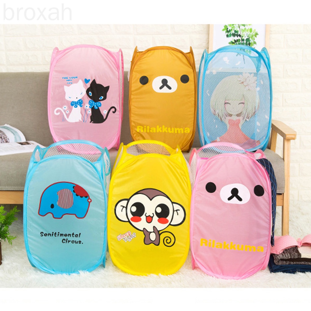 Laundry Basket Sundries Organizer Folding Cartoon Large Capacity Printing Dirty Clothes Bucket Storage Holder broxah
