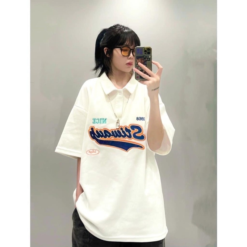 áo thun có cổ , áo polo tay lỡ dáng rộng unisex - Stiey
