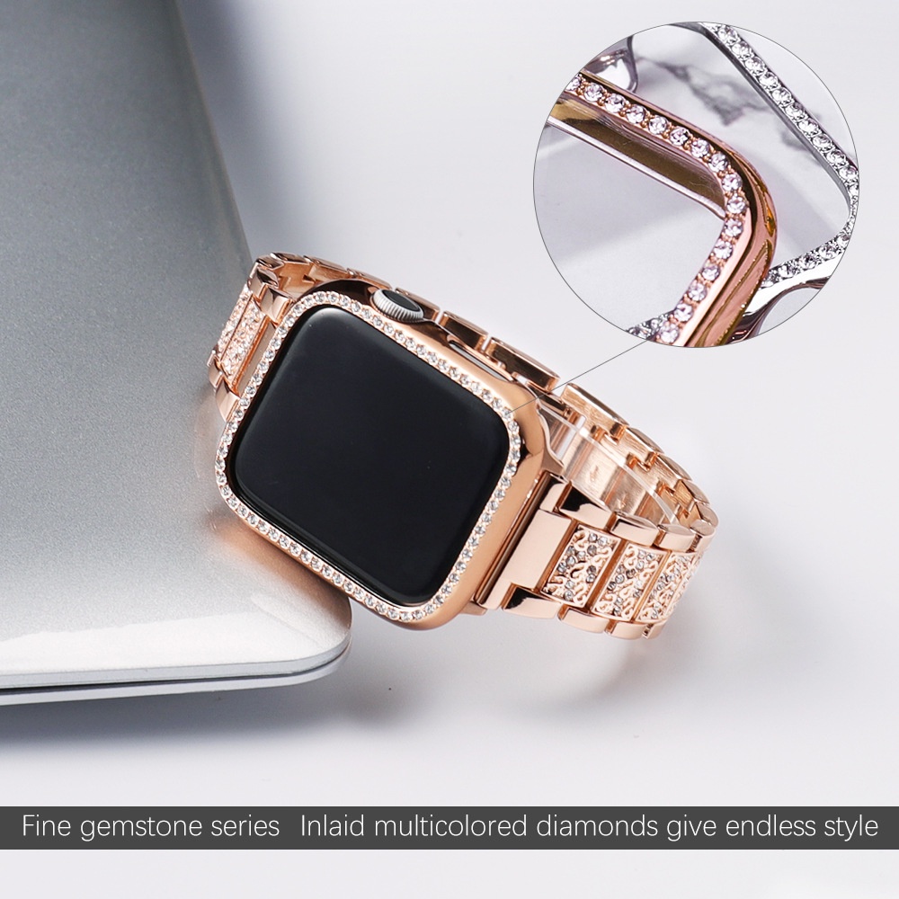 Ốp Dây Đeo Đồng Hồ Bằng Kim Loại 40mm 44mm 41mm 45mm 40 mm iWatch series 3 4 5 6 se 7