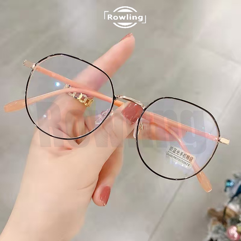 Mắt Kính Gọng Kim Loại Chống Ánh Sáng Xanh Phong Cách Retro Thời Trang Cho Nữ