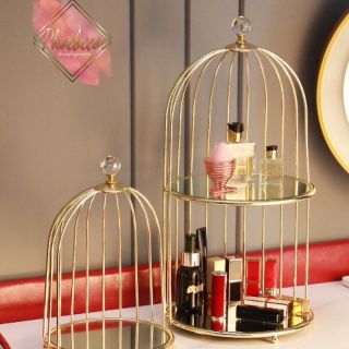 (XẢ KHO) Kệ để mỹ phẩm hình lồng chim bề mặt tráng gương cao cấp - PB198