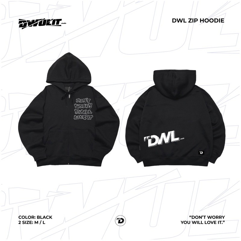 DWL ZIP HOODIE (Áo khoác form rộng có dây kéo)