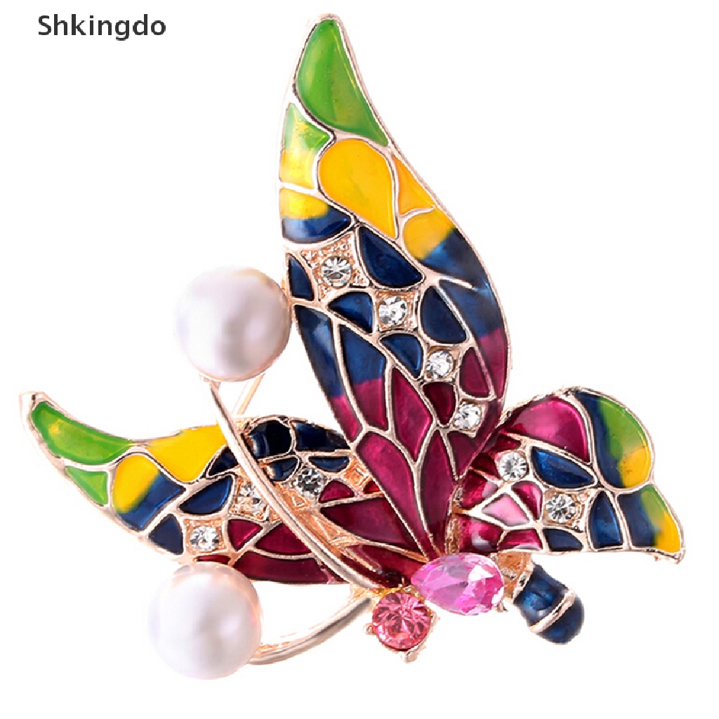 Ghim cài áo hình chú bướm đính đá pha lê xinh xắn