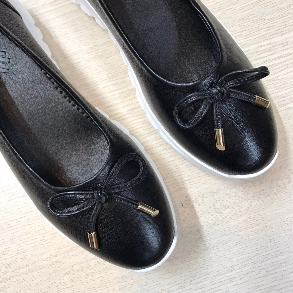 Giầy Bệt Nữ Da Thật Đế Cao 3cm Giầy Búp Bê Nữ