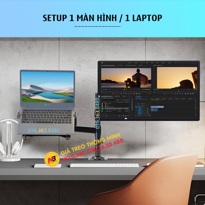 NB H180 + NB FP2 / ErgoTek EZ4 / Giá Đỡ , Kẹp Latop - Máy Tính Bảng 10 - 17 Inch / Giá Treo Màn Hình 22 - 32 Inch