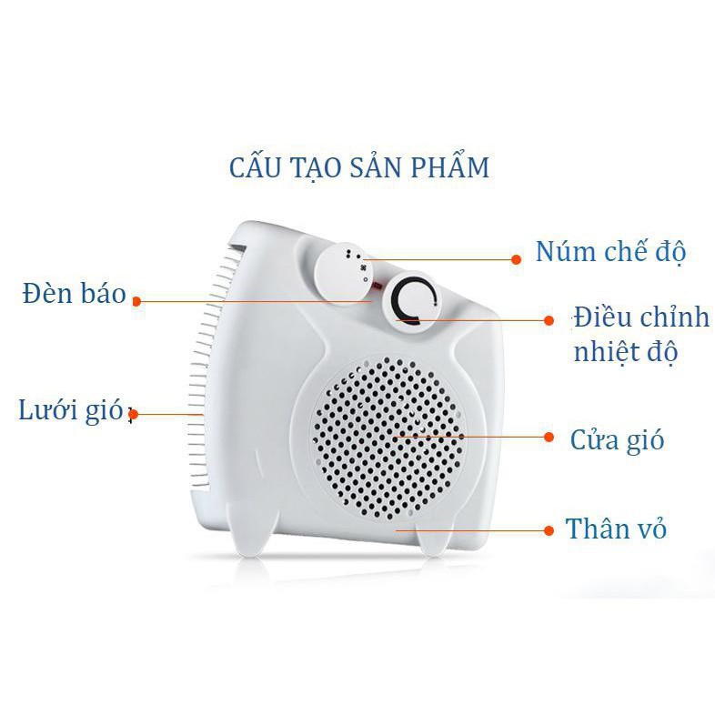 HOT HOT Quạt Sưởi MiNi Để Bàn Tích Hợp Hai Chế Độ Quạt Mát Và Sưởi Ấm