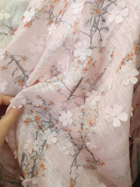Vải tơ xước hoa đào 3d