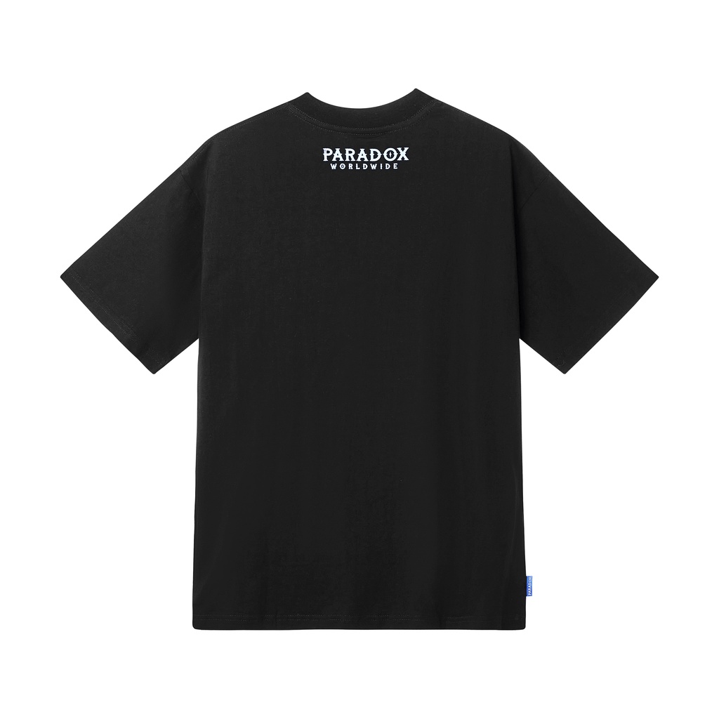 Áo thun form rộng Paradox tay lỡ - Unisex - In hình - VERTICAL EMBOSSING 2.0 - Màu đen
