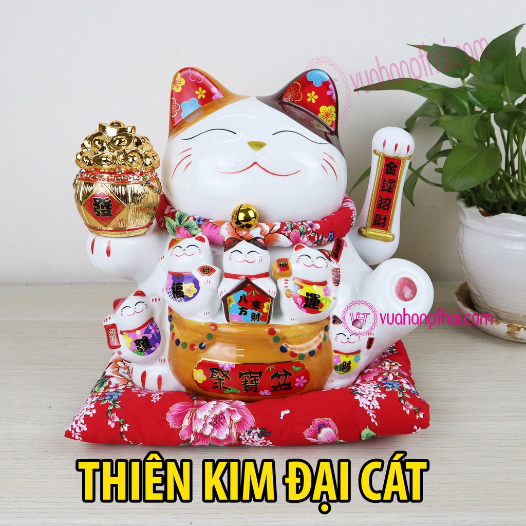 Mèo Thần Tài Vẫy Tay Maneki Neko - Gốm Sứ Cao Cấp, Mang Lại Kim Tiền, Tài Vận, Thiên Khách, Thăng Quan Cho Gia Chủ