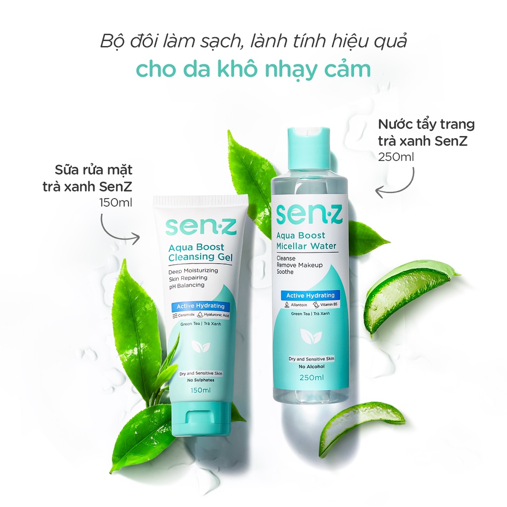 [TRAVEL SIZE 50ML] Nước Tẩy Trang Micellar Water Trà Xanh Cấp Ẩm Sâu SenZ Aqua Boost