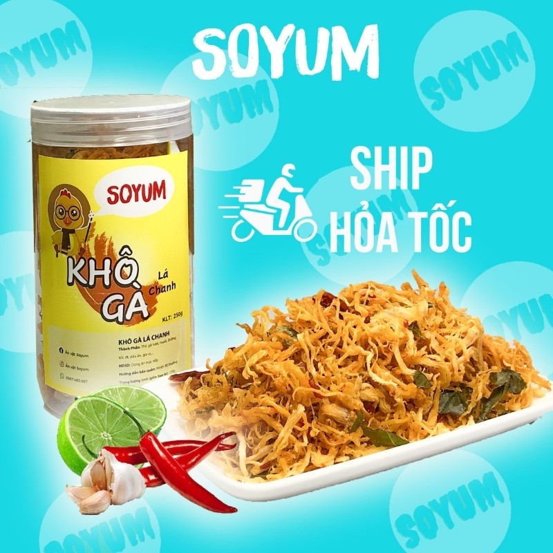 [Mã GROXUAN1 giảm 8% đơn 150K] Khô gà lá chanh hộp 150g, khô gà Soyum thơm ngon từng sợi
