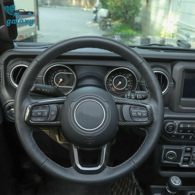 Bộ 3 Miếng Bọc Vô Lăng Xe Hơi Họa Tiết Sợi Carbon Cho 2018 Jeep Wrangler Jl Jt