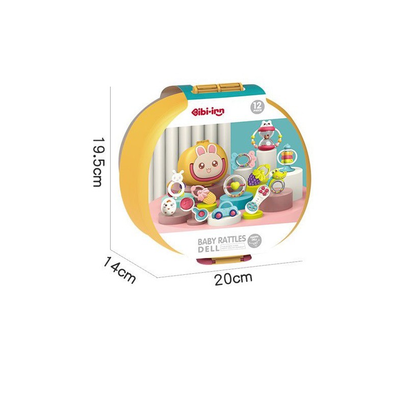 BỘ ĐỒ CHƠI GẶM NƯỚU 12 CHI TIẾT BABY RATTLES CHO BÉ