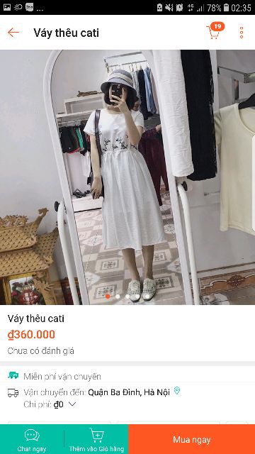 Đầm xoè midi thêu hoa Cati