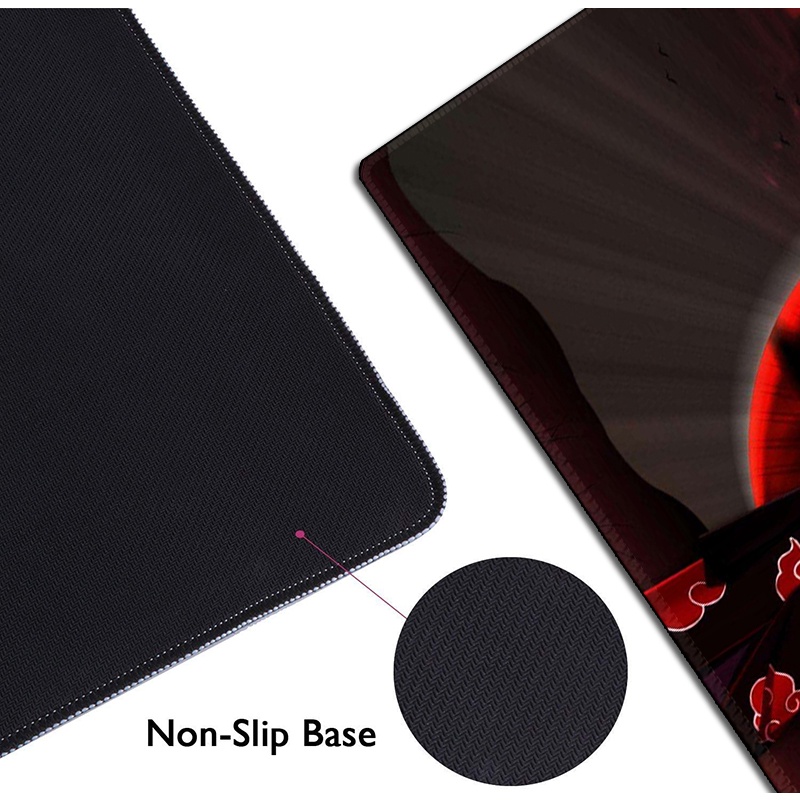 Tấm lót chuột máy tính bằng cao su chống trượt viền đen in anime Naruto Akatsuki Uchiha Itachi